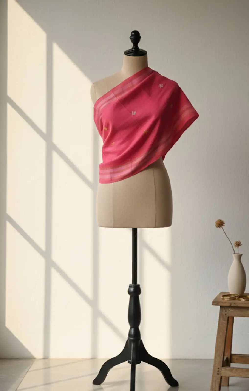 The Raspberry Weave Eri Cotton Stole